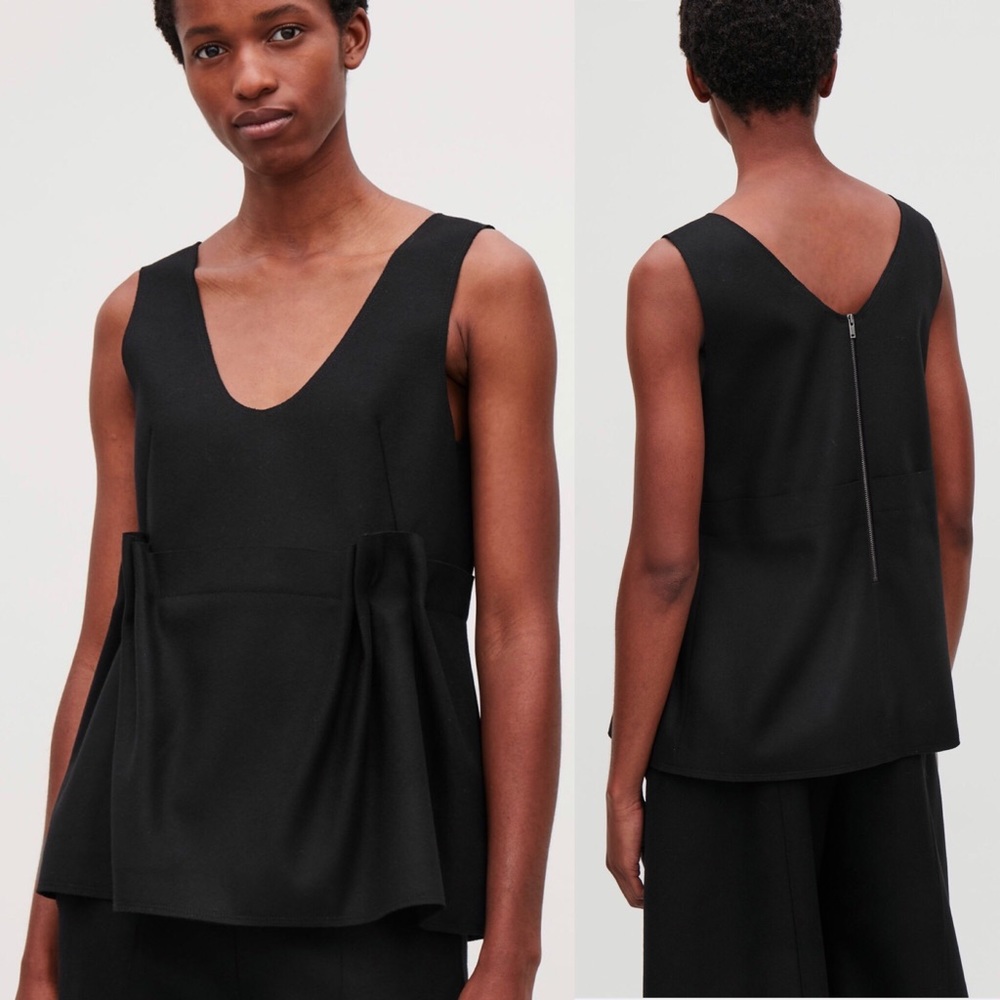 COS Pleated Sleeveless Wool & Cashmere Top | NWT